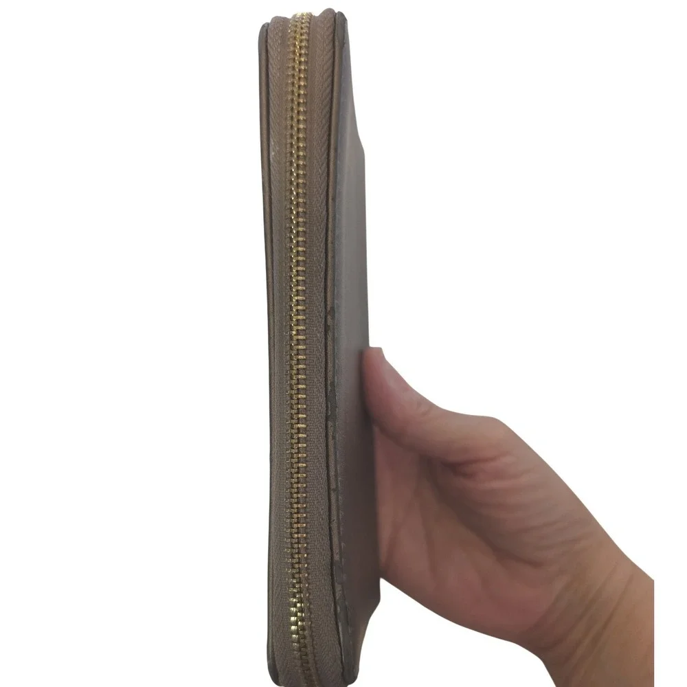 Adrienne Vittadini Studio Metallic Bronze Zip Around Long Wallet Organizer